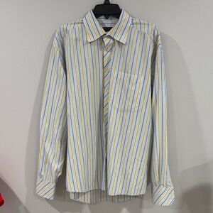 Ted Baker Men's Striped Button-Down dress Shirt Yellow & Blue